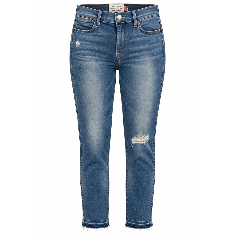 NWT Lucky Brand Charlotte Rail Jean White Oak Cone Denim 10/30 USA Made Distress